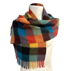 Multicolour Wool Checked Scarf – Warm Check Pattern – 12" x 52"